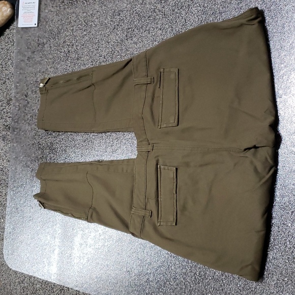 Michael Kors Olive Green Gold Zipper Cuff Pants Size 6 - Picture 2 of 16